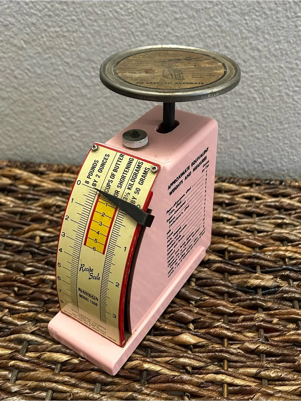 HANSON Vintage Recipe Scale Model 1308 Weighs Up To 8 Pounds 1948 With Sticker